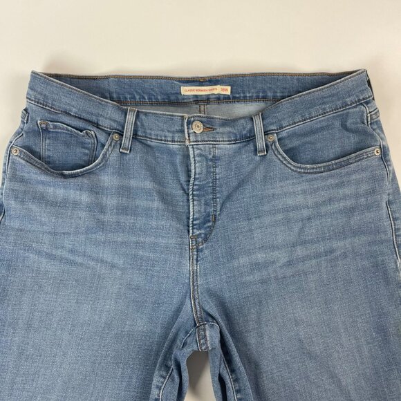 Levi's Classic Bermuda Shorts Denim Stretch Women Plus Size 18W Blue Jean Cuffs - Picture 4 of 14